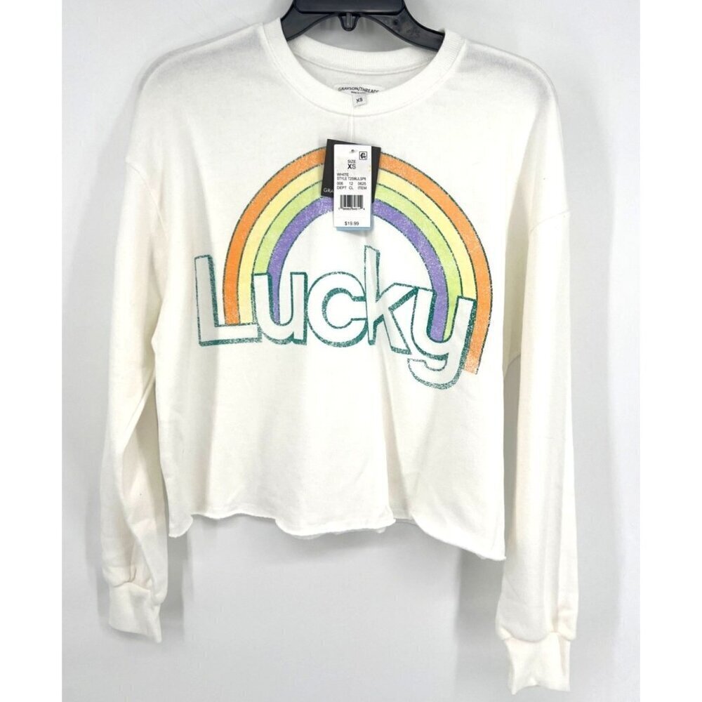 Grayson Threads Womens Lucky Rainbow Crewneck Sweatshirt Size XS Oversized NWT